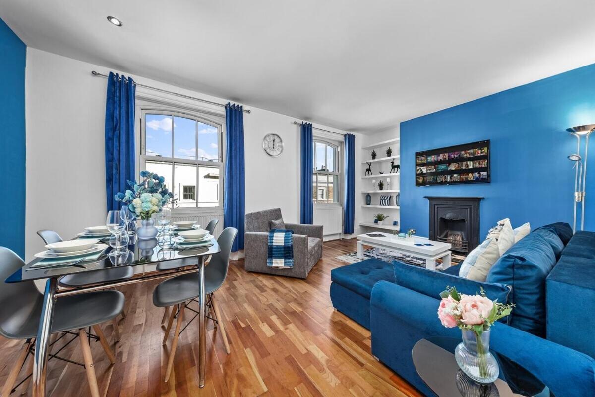 Balcony Blue Theme 1 Bedroom Central London Luxury Flat Near Hyde Park! Accommodates Up To 6! Double Sofa Bed And Next To Station! Exterior photo